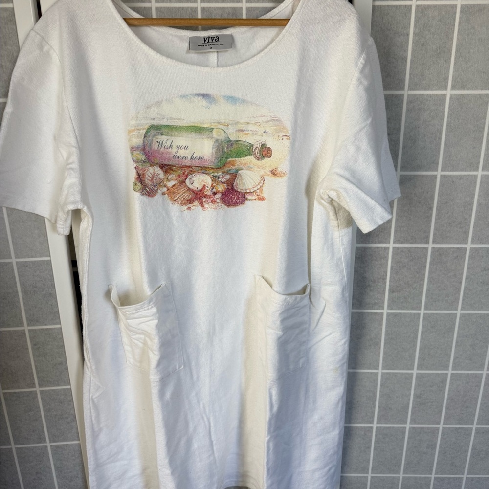 Viva White 100% Cotton Beach cover up, White, Medium.